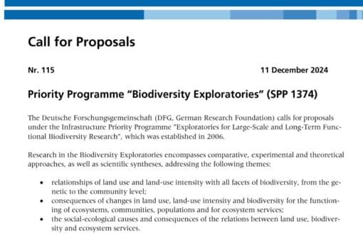 Aufruf zur Antragsstellung für die neue Phase der Biodiversitäts-Exploratorien (2026-2029)